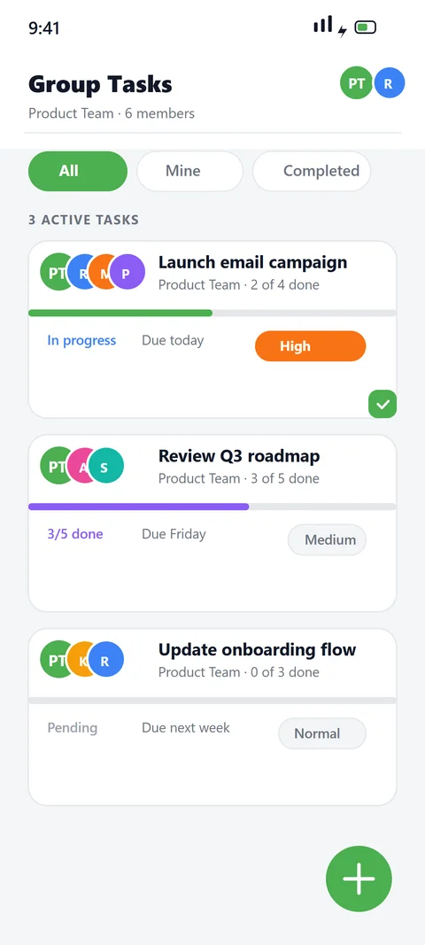 Youliable Group Tasks — upcoming feature screen