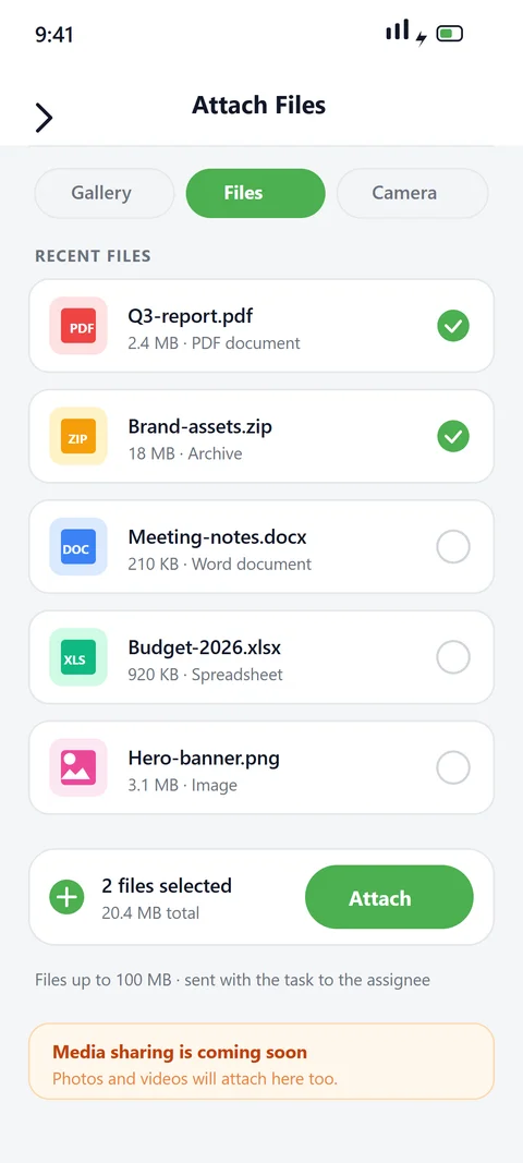 Youliable File & Media Sharing — upcoming feature screen