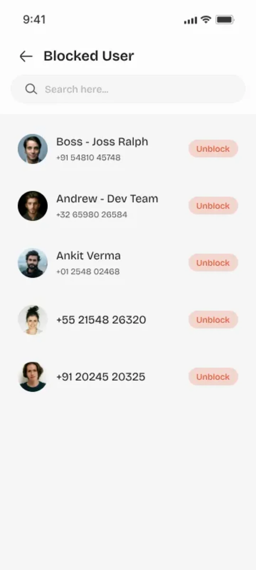 Youliable Blocked Users — task management app screen