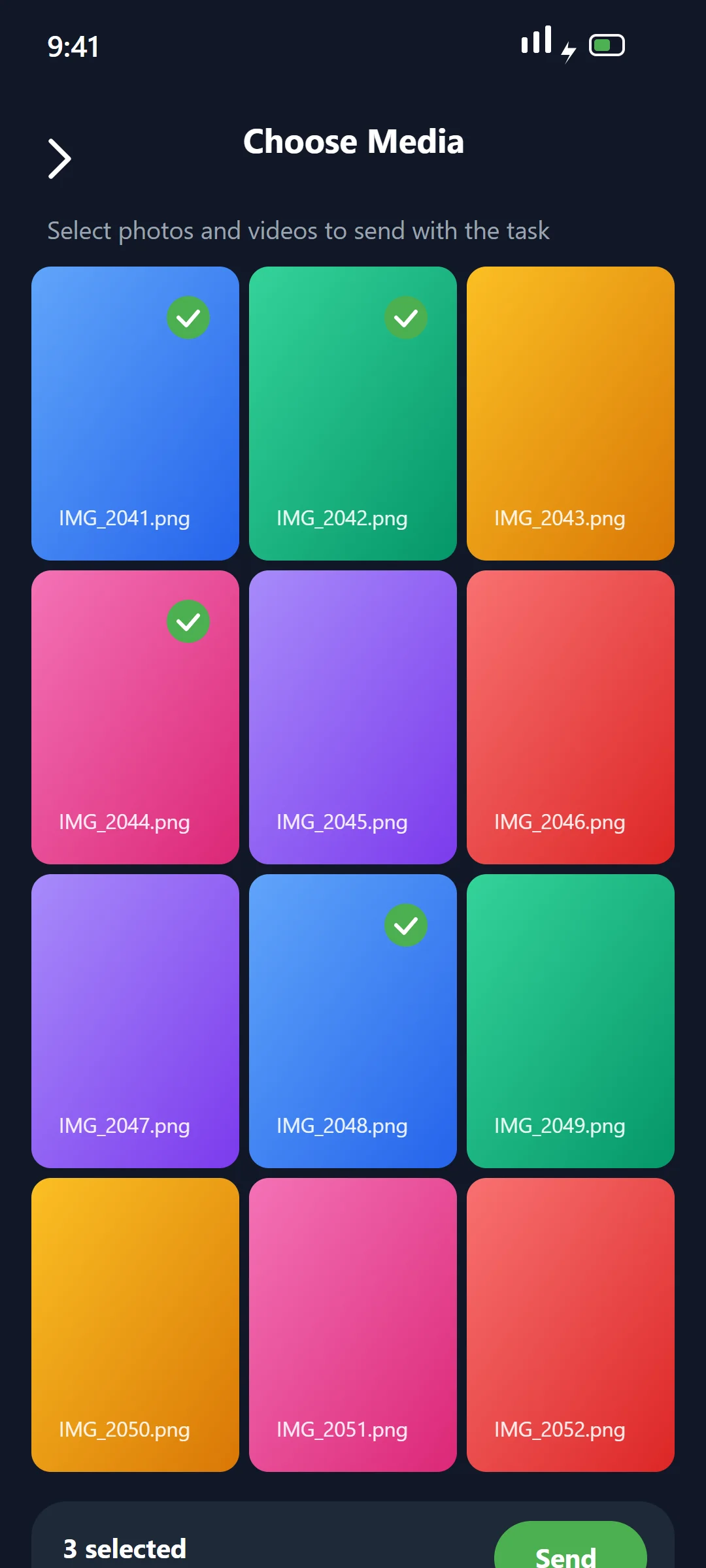 Youliable Media Gallery — task management app screen